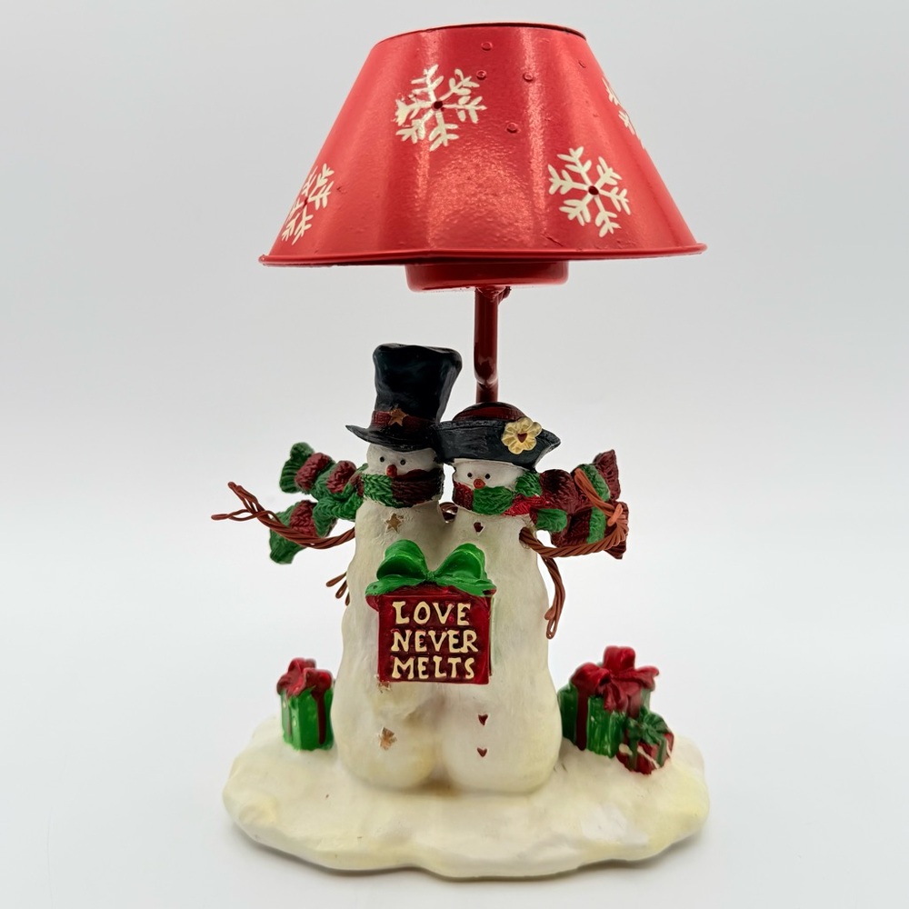 Yankee Candle Snowman Tea Light Holder Lamp “Love Never Melts” Christmas RETIRED